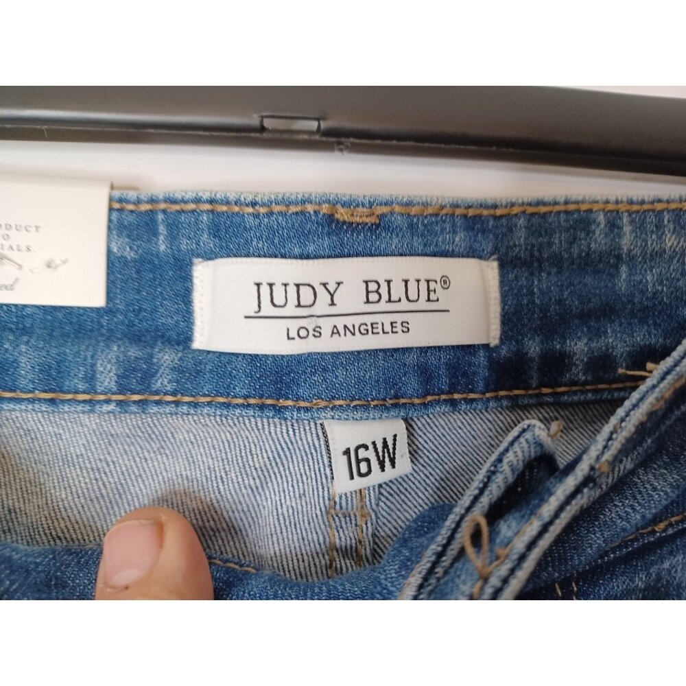 Judy Blue Skinny Fit High Waist Jeans Raw Hem Distressed 16W 34X27 - Picture 7 of 10